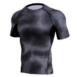 Fashion Men Snake Short Sleeve Compression Shirt Tops