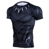 Fashion Men Digital Printing Superman Black Short Sleeve Tops A-2493104