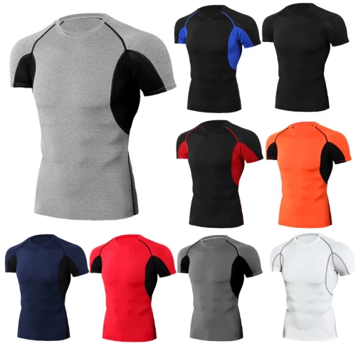 Men 3D Compression Short Sleeve T-Shirts Tops A-2493104