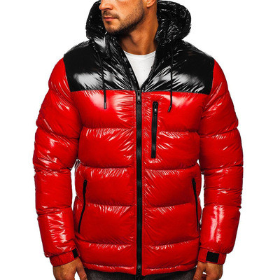 Men Thickened Warm Bright Cotton-Padded Hooded Jacket Coats bo-651829