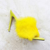 Fashion Women 11cm High Heels Fur Slippers 2667-34