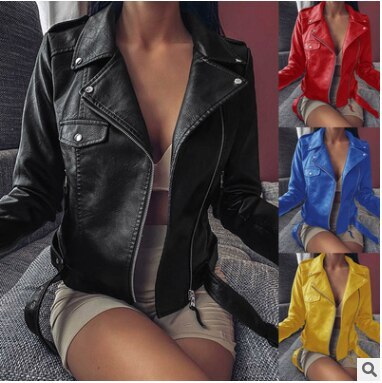 Women's Leather Autumn Short PU Coats 2181122