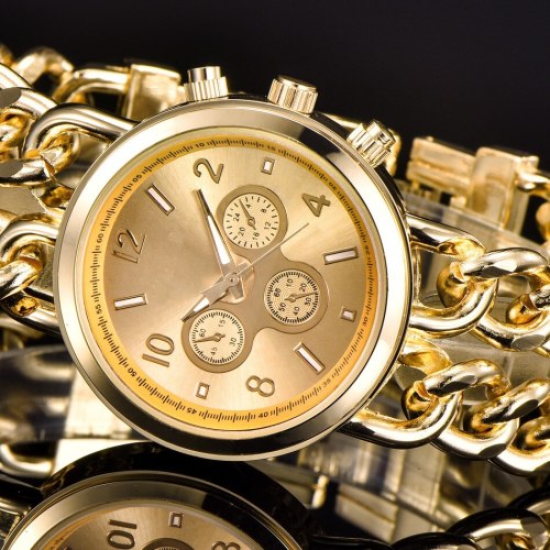 Women Ladies Bracelet Steel Gold Watches