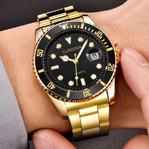 Men Quartz Gold Stainless Steel Free Dropping Role Watches 658293