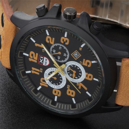 Men Fashion Leather Band Calendar Sports Quartz Wristwatches 2229310