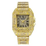Men Famous Luxury Iced Out Square Diamond Quartz Watches 152233