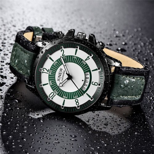 Men Fashion Leather Band Calendar Quartz Wristwatches 2229310