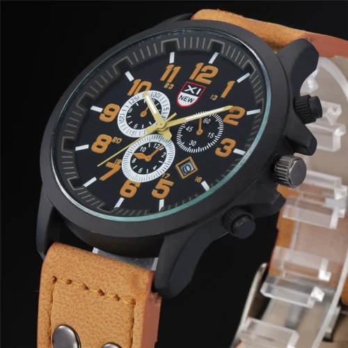 Men Fashion Leather Band Calendar Sports Quartz Wristwatches 2229310