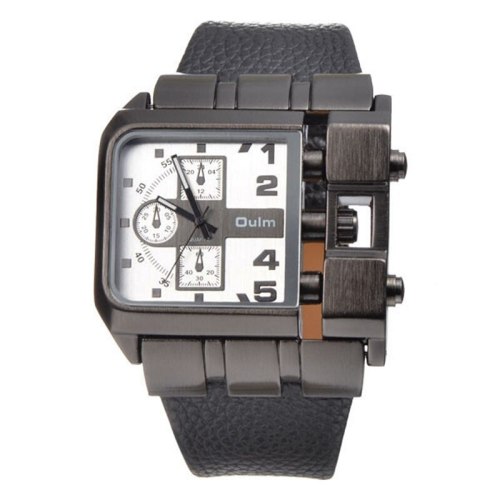 Men Leather Strap Quartz Rectangular Wrist Watches 336475
