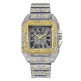 Men Famous Luxury Iced Out Square Diamond Quartz Watches 152233