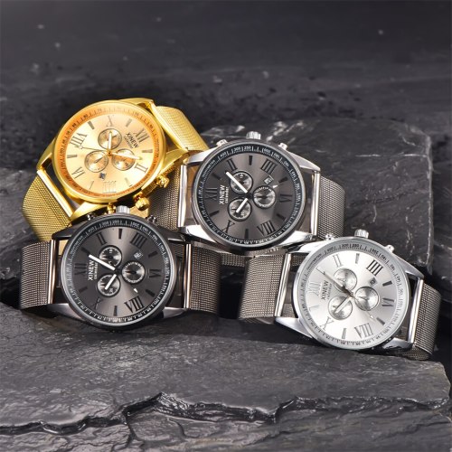 Men Luxury Full Stainless Steel Strap Date Gold Watches 232233
