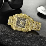 Men Famous Luxury Iced Out Square Diamond Quartz Watches 152233