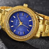 Men Luxury Gold Quartz Stainless Steel Rhinestone Watches 00718