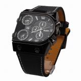Men Leather Strap Time Zone Clock Military Watches 931526