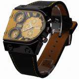 Men Leather Strap Time Zone Clock Military Watches 931526