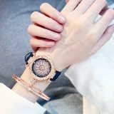 Women Fashion Starry Sky Leather Quartz Bracelet Watches SL0112