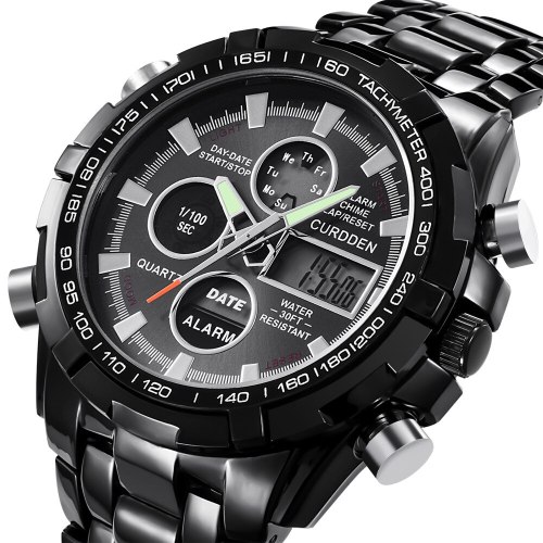 Men's Military Digital Sport  Steel Strap Quartz Clock Wrist Watches