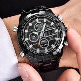 Men's Military Digital Sport  Steel Strap Quartz Clock Wrist Watches