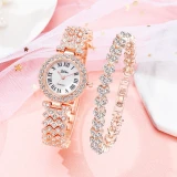 Women Rose Gold Fashion Quartz Diamond Bracelet Watches