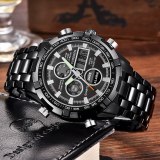 Men's Military Digital Sport  Steel Strap Quartz Clock Wrist Watches
