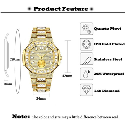 Men Luxury Date Quartz Hip Hop Wrist Waterproof Watches V2991010