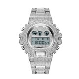 Men Hip Hop Digital Sport Waterproof Stainless Steel Watches V30415