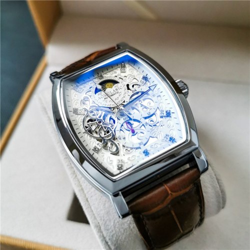 Men's Leather Butterfly Buckle Clock Alloy Wrist Watches 202132C