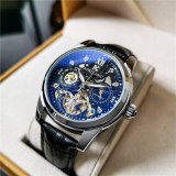 Men Mechanical Leather Luxury Waterproof Skeleton Watches 170112C