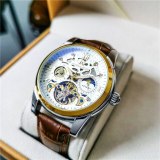 Men Mechanical Leather Luxury Waterproof Skeleton Watches 170112C