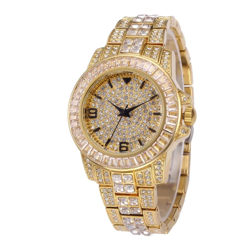 Men Diamond Stainless Steel Waterproof Quartz Wristwatches v291102