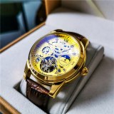 Men Mechanical Leather Luxury Waterproof Skeleton Watches 170112C