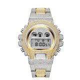 Men Hip Hop Digital Sport Waterproof Stainless Steel Watches V30415