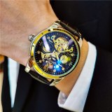 Men Mechanical Leather Luxury Waterproof Skeleton Watches 170112C