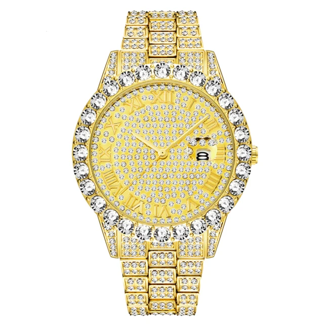 Women Gold Square Hip Hop Diamond Watches 264354