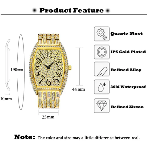 Men Luxury Unique Big Diamond Roman Numerber Quartz Wristwatches V319210