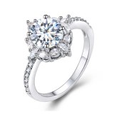 Fashion Zinc Alloy Natural White Rhinestone Bride Engagement Wedding Finger Rings CR06778