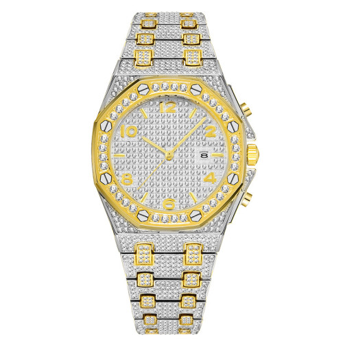 Men's Full Diamond Stainless Steel Quartz Watches V296107