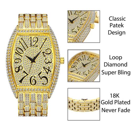 Men Luxury Unique Big Diamond Roman Numerber Quartz Wristwatches V319210