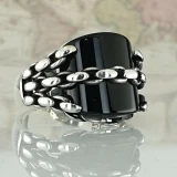 Men's Popular Mixed Styles Black Square Resin Crystal Finger Rings AZH09110