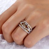 Fashion Two Tone Color Round Copper Women Wedding Finger Rings CR00112-A