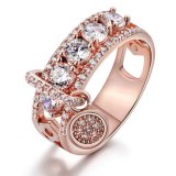 Women Luxury Pink Gold Crystal Color Wedding Finger Rings CY45061