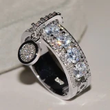 Women Luxury Pink Gold Crystal Color Wedding Finger Rings CY45061