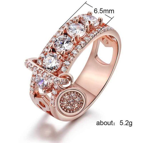 Women Luxury Pink Gold Crystal Color Wedding Finger Rings CY45061