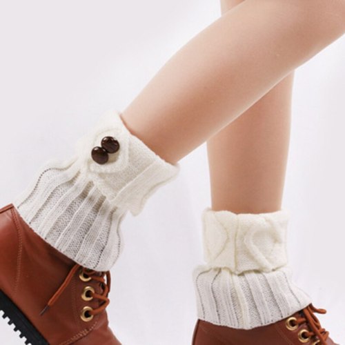 Fashion Boots Women Winter Short Leg Warmers Button Crochet Knit Boot Socks WT51526