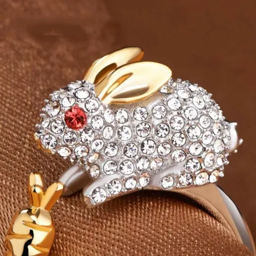 Women Open Wedding Adjustable Rabbit Shape Finger Rings CR632435