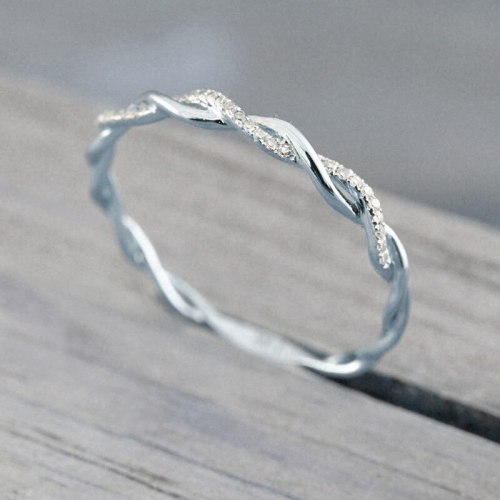 Thin String Twist Ring Rose Gold Color Mini Finger Rings CR096107