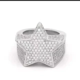 Men White Rhinestone Zircon Star Engagement Finger Rings CR653142