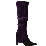 Women Color Wool Knitted Leg Halloween Party Leg Warmers Socks TT00112