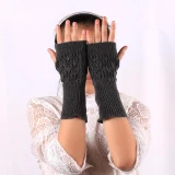 Women Acrylic Stretch Winter Warm Fingerless Knitted Gloves ST-7182