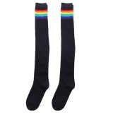 Women's Sexy Over-Knee Boot Cotton Knitted Leg Warmers Stripe Stockings CTW70718